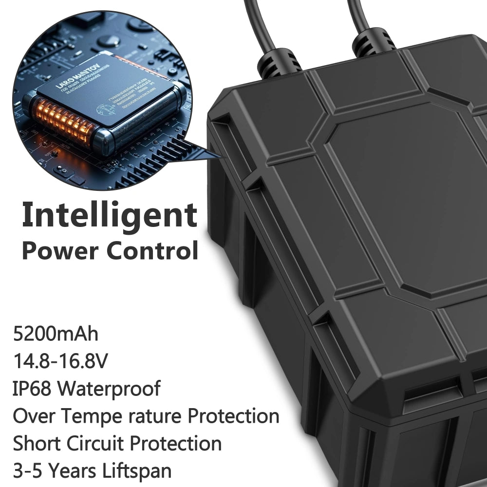 NFESOLAR 5200mAh IP68 Waterproof Solar Fountain Battery Backup - 14.8-16.8V, 3-5 Year Life, All 50W-80W Pumps N9852