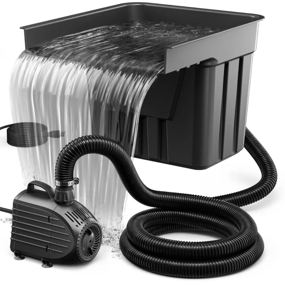 NFESOLAR 1200GPH Pond Waterfall Spillway Kit – 3000 Gallon Capacity, Filter Media & Tubing Included N4322
