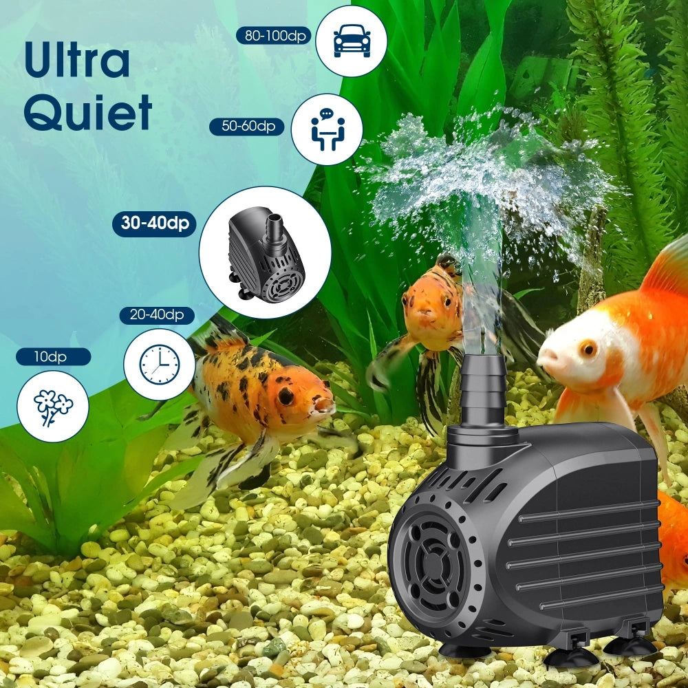 NFESOLAR 200GPH Ultra Quiet Submersible Pump | Dry Burn Protection & 5.4ft Lift KF203