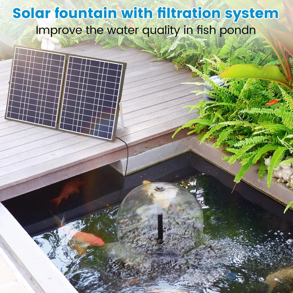 NFESOLAR 30W Solar Pond Filter Fountain with 200GPH Pump & Multi-Layer Filtration N3323
