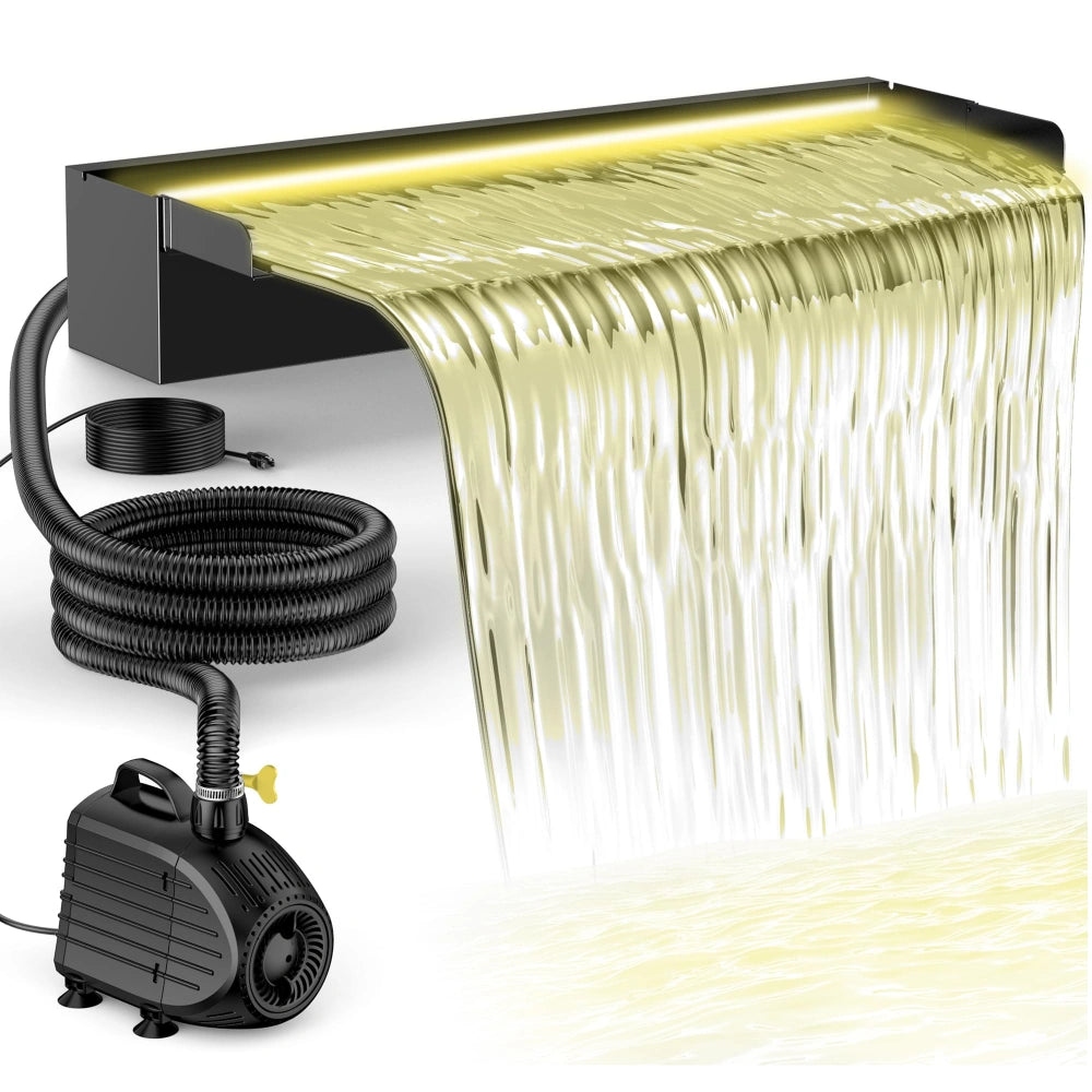 NFESOLAR 23.6" Stainless Pond Waterfall Kit with 1200GPH Pump & Tubing N4611