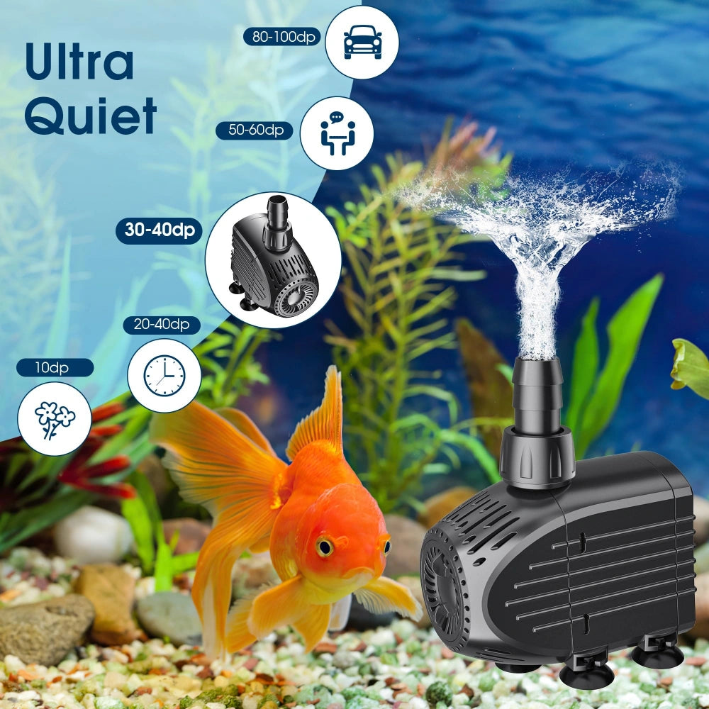 NFESOLAR 400GPH Ultra Quiet Submersible Pump | 8ft Lift, Dry Burn Protection KF205