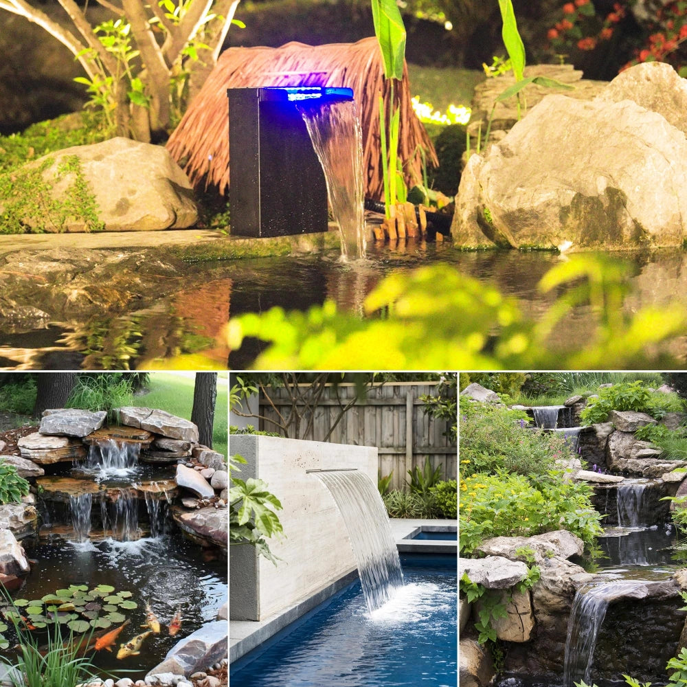 fish pond waterfall accessories with a plumbing components/fittings PISCES GARDEN POND WATERFALL WATER