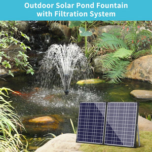 Outdoor Solar Pond Fountain with Filtration System