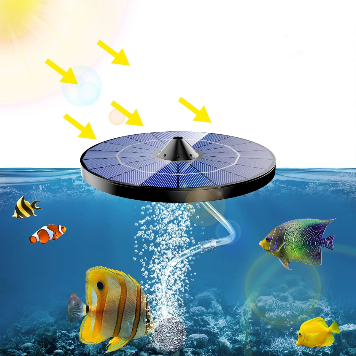 NFESOLAR Solar Pond Aerator - Solar Powered Air Pump with Battery Backup for Fish Ponds & Hydroponics